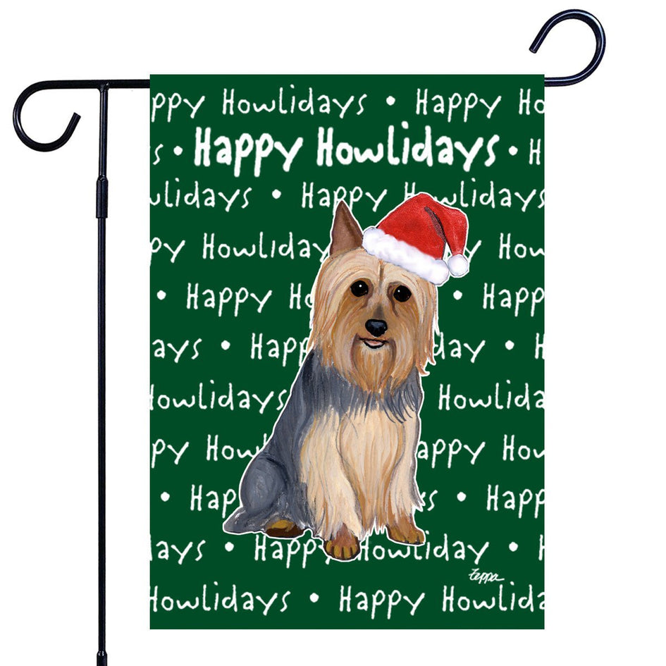 Silky Terrier Happy Howliday's Garden Flag