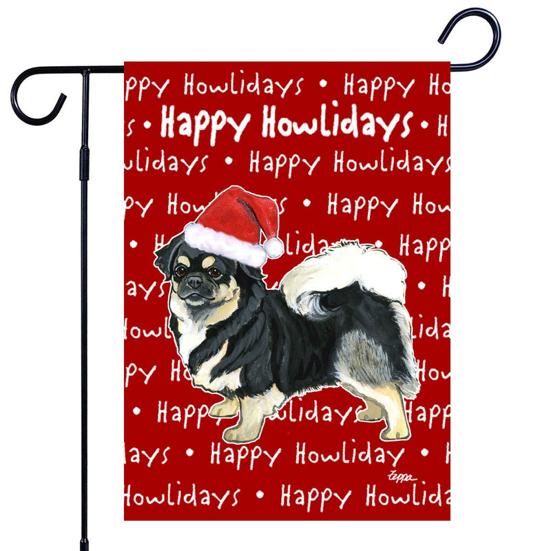 Tibetan Spaniel Happy Howliday's Garden Flag