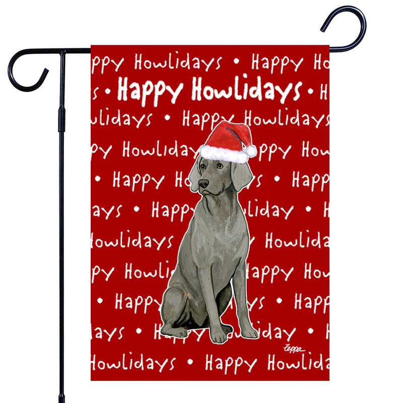 Weimaraner Sitting Happy Howliday's Garden Flag