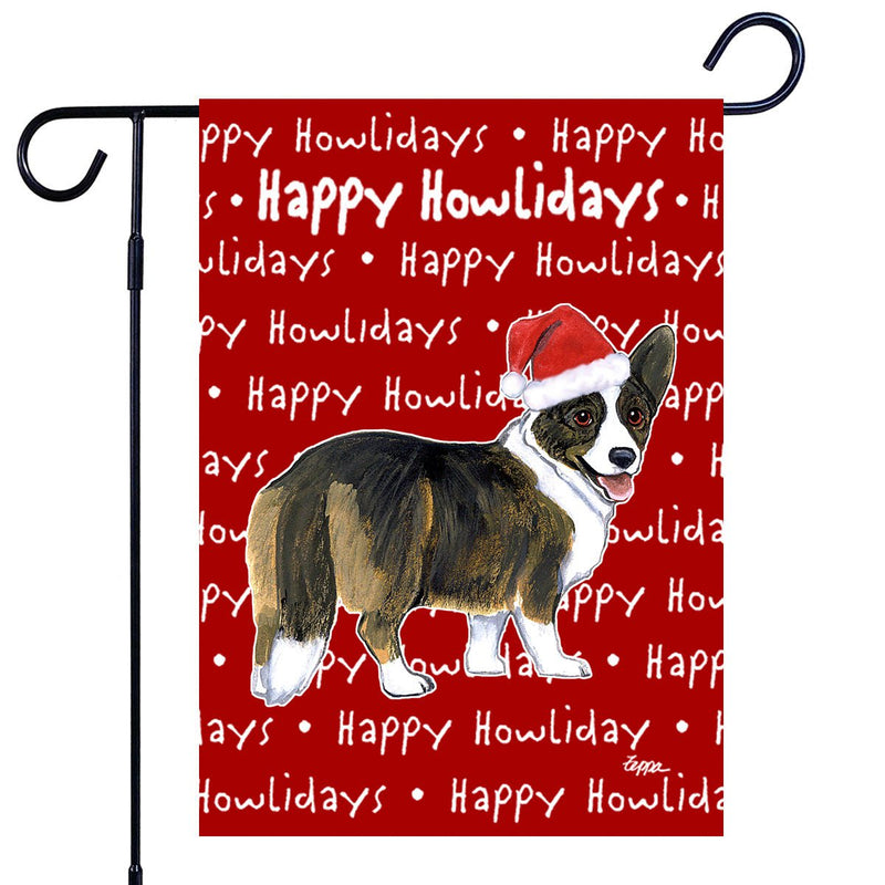 Welsh Corgi Cardigan Happy Howliday's Garden Flag