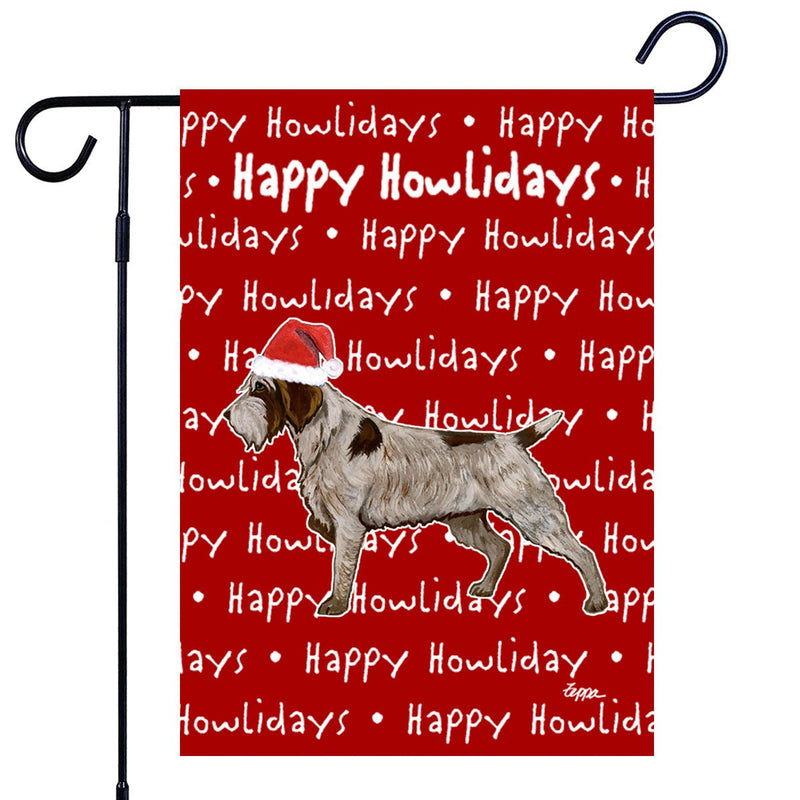 Wirehair Pointing Griffon Happy Howliday's Garden Flag