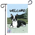 Boston Terrier Lying Garden Flag