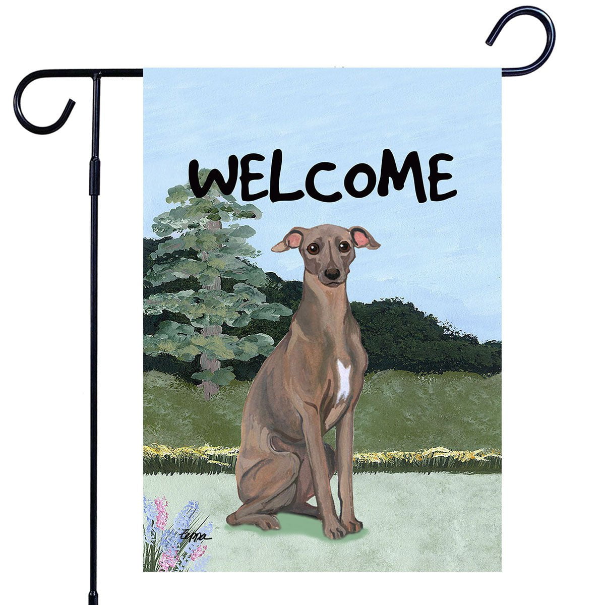 Caroline's Treasures Italian Greyhound in Sunflowers Garden Flag DAC6101GF