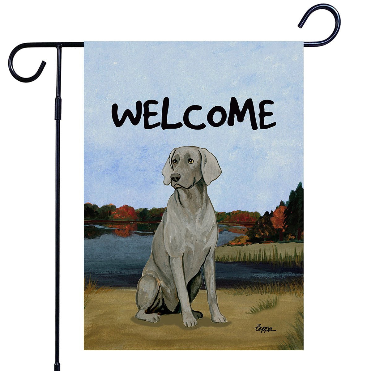 Tesori Dell'Caroline - Bandiera Da Giardino Weimaraner - Double Face In Poliestere, Multicolore, Piccola
