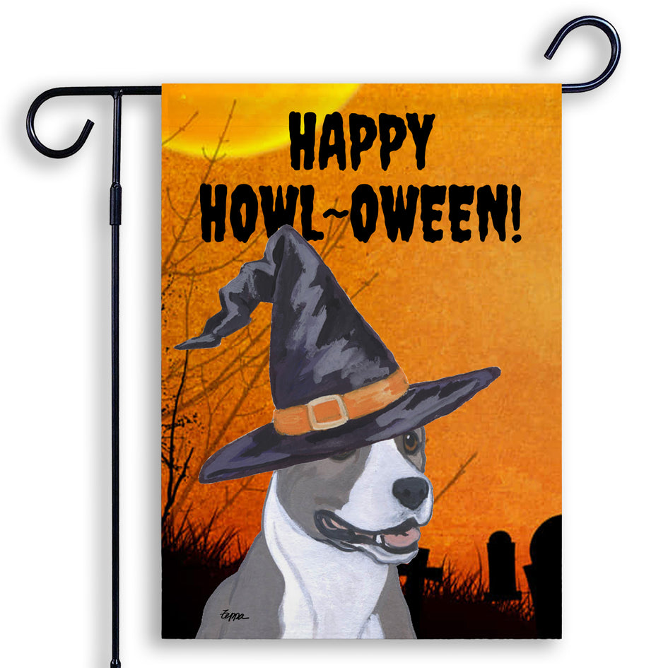 American Staffordshire Terrier HAPPY HOWL-OWEEN Garden Flag