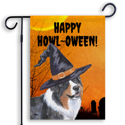 Australian Shepherd HAPPY HOWL-OWEEN Garden Flag