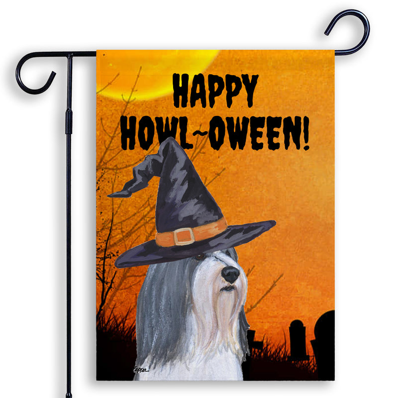 Bearded Collie HAPPY HOWL-OWEEN Garden Flag