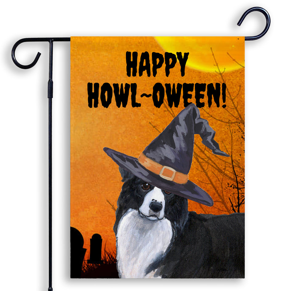 Border Collie HAPPY HOWL-OWEEN Garden Flag