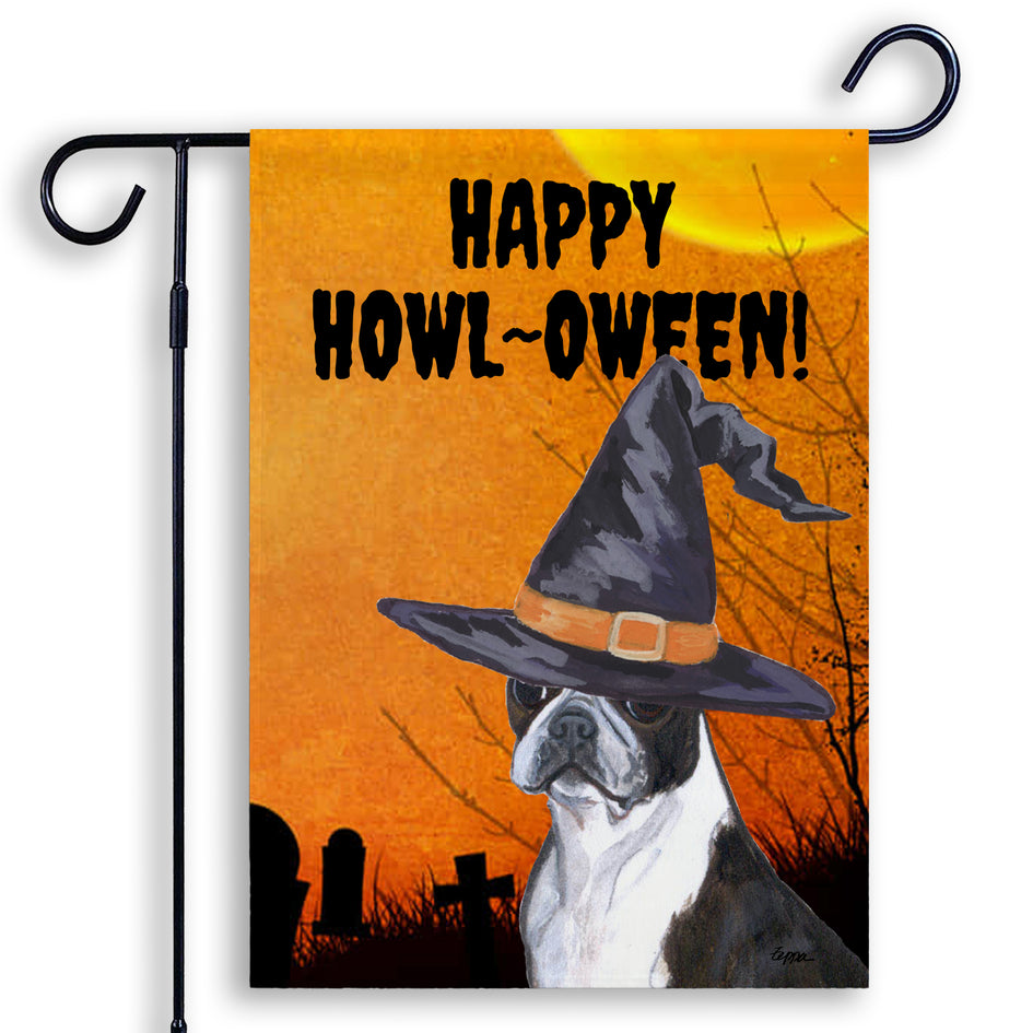 Boston Terrier HAPPY HOWL-OWEEN Garden Flag
