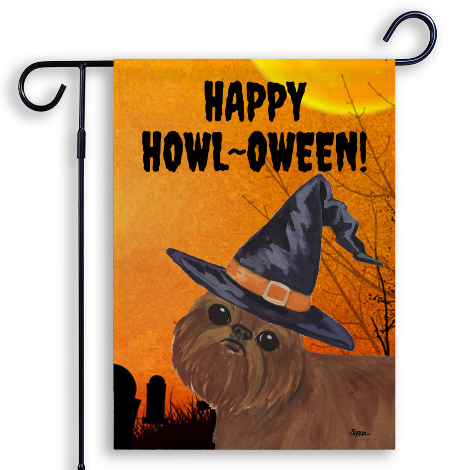 Brussels Griffon HAPPY HOWL-OWEEN Garden Flag