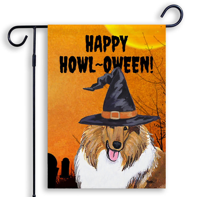 Collie HAPPY HOWL-OWEEN Garden Flag