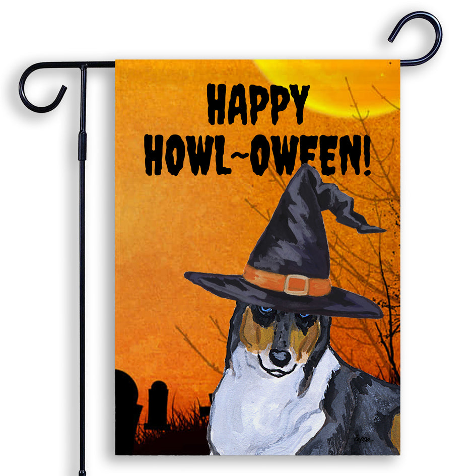 Collie HAPPY HOWL-OWEEN Garden Flag