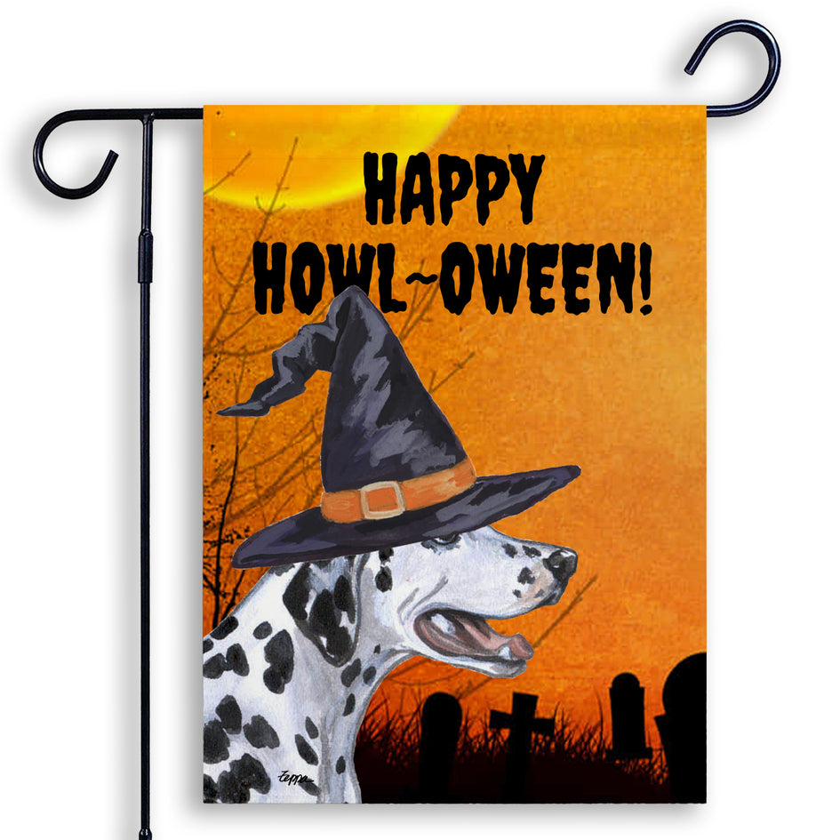 Dalmatian HAPPY HOWL-OWEEN Garden Flag