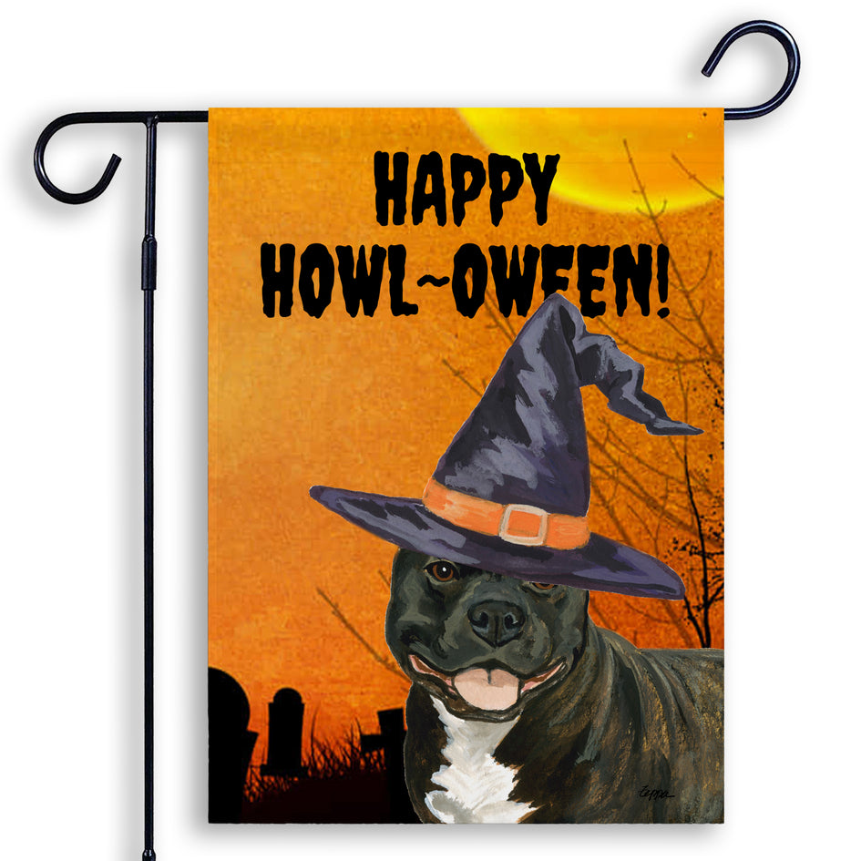 Staffordshire Bull Terrier HAPPY HOWL-OWEEN Garden Flag