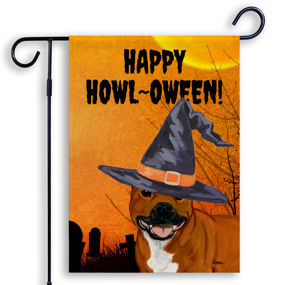 Staffordshire Bull Terrier HAPPY HOWL-OWEEN Garden Flag