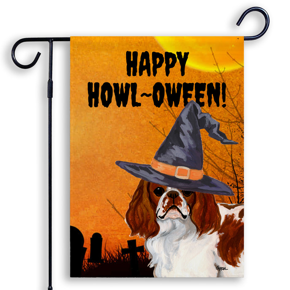 English Toy Spaniel HAPPY HOWL-OWEEN Garden Flag