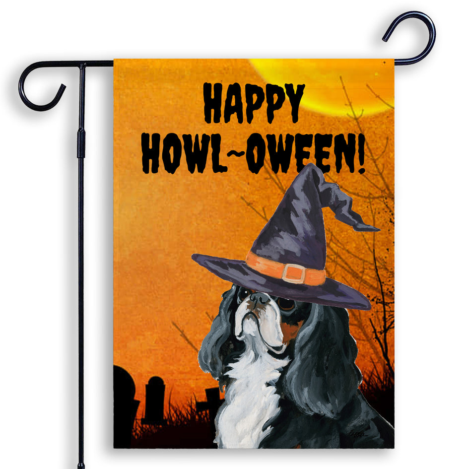 English Toy Spaniel HAPPY HOWL-OWEEN Garden Flag