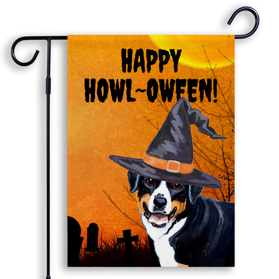 Greater Swiss Mountain Dog HAPPY HOWL-OWEEN Garden Flag