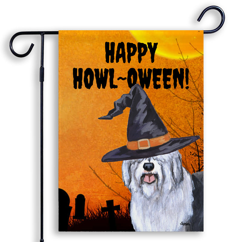 Old English Sheepdog HAPPY HOWL-OWEEN Garden Flag