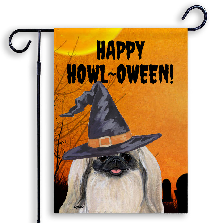 Pekingese HAPPY HOWL-OWEEN Garden Flag
