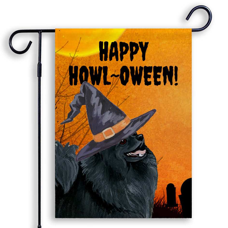 Pomeranian HAPPY HOWL-OWEEN Garden Flag