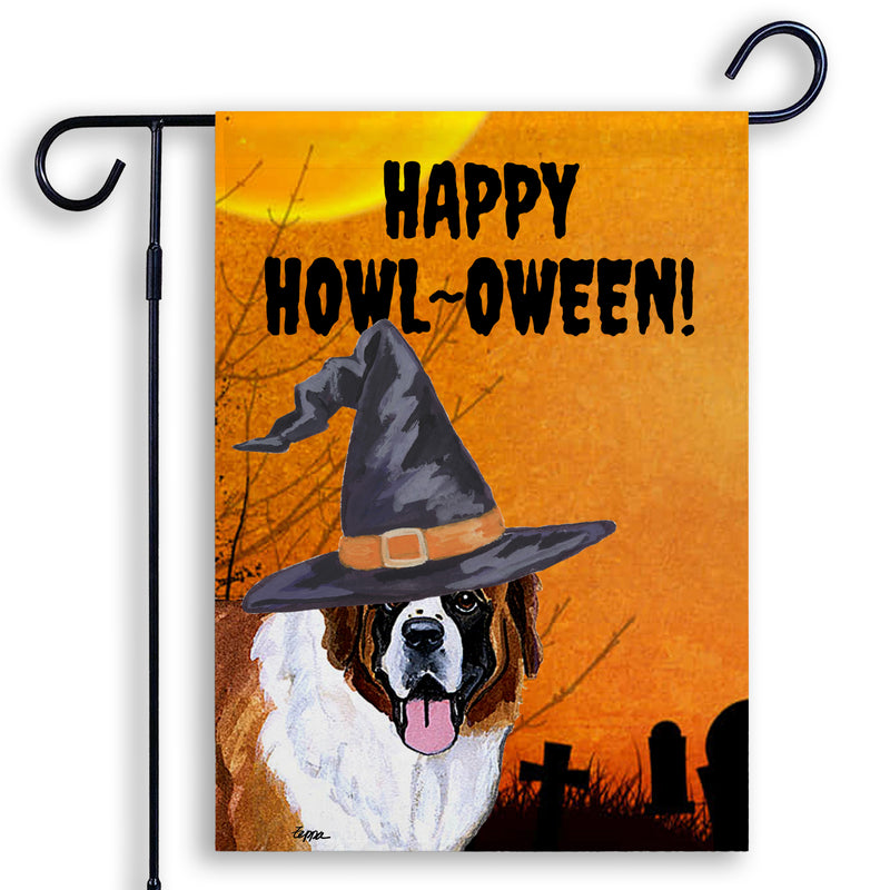 Saint Bernard HAPPY HOWL-OWEEN Garden Flag