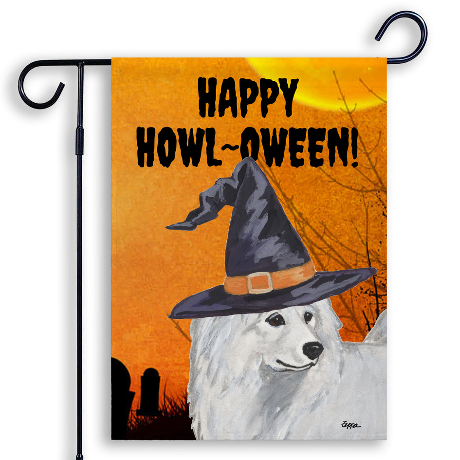 Samoyed HAPPY HOWL-OWEEN Garden Flag