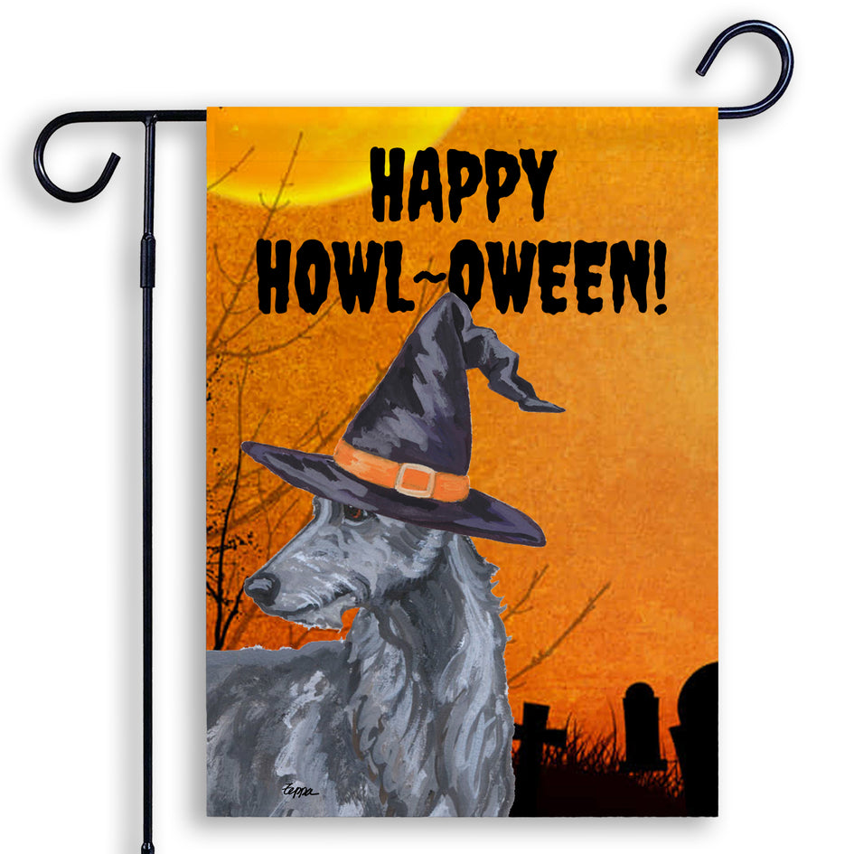 Scottish Deerhound HAPPY HOWL-OWEEN Garden Flag