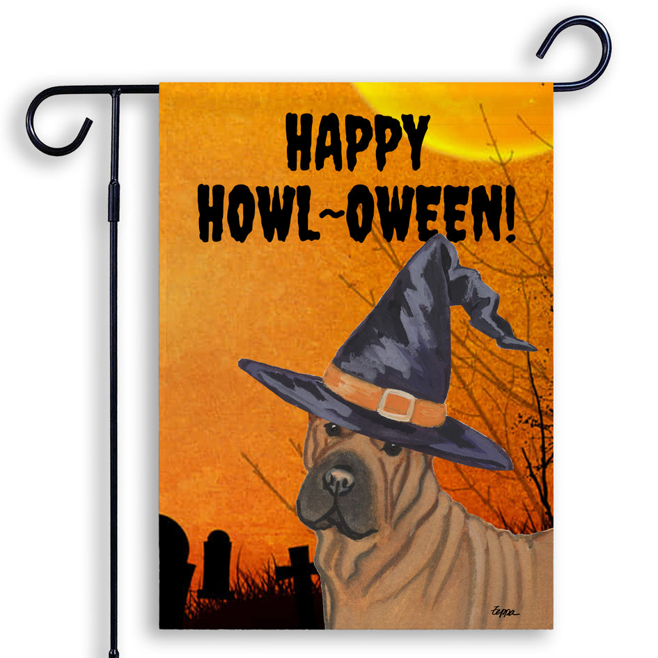 Chinese Shar-Pei HAPPY HOWL-OWEEN Garden Flag