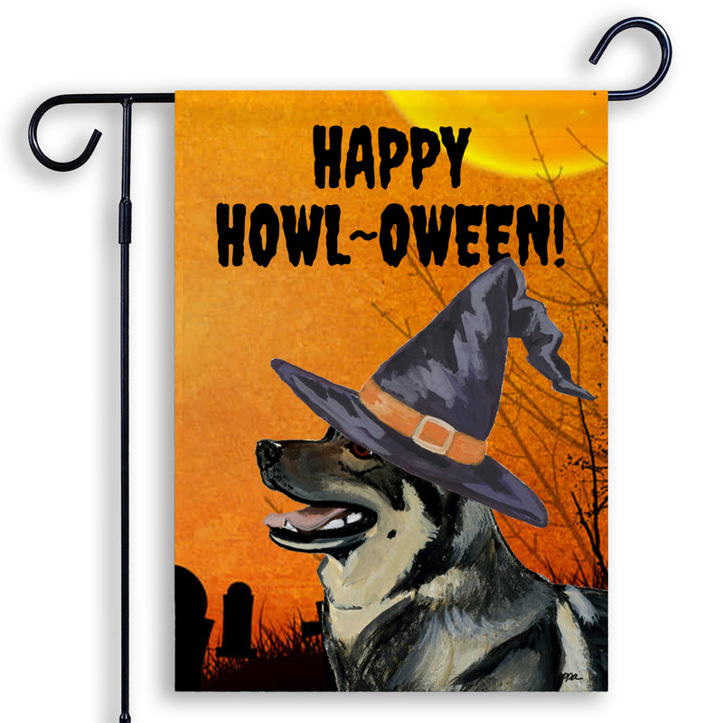 Swedish Vallhund HAPPY HOWL-OWEEN Garden Flag