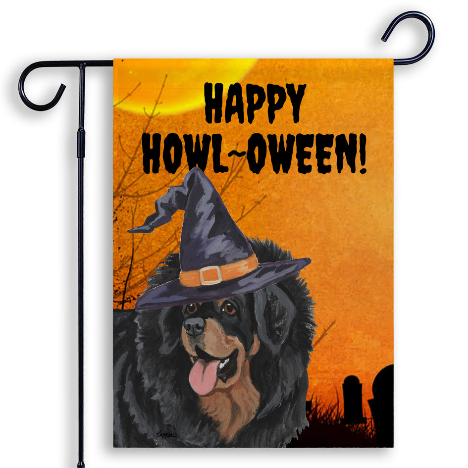 Tibetan Spaniel HAPPY HOWL-OWEEN Garden Flag