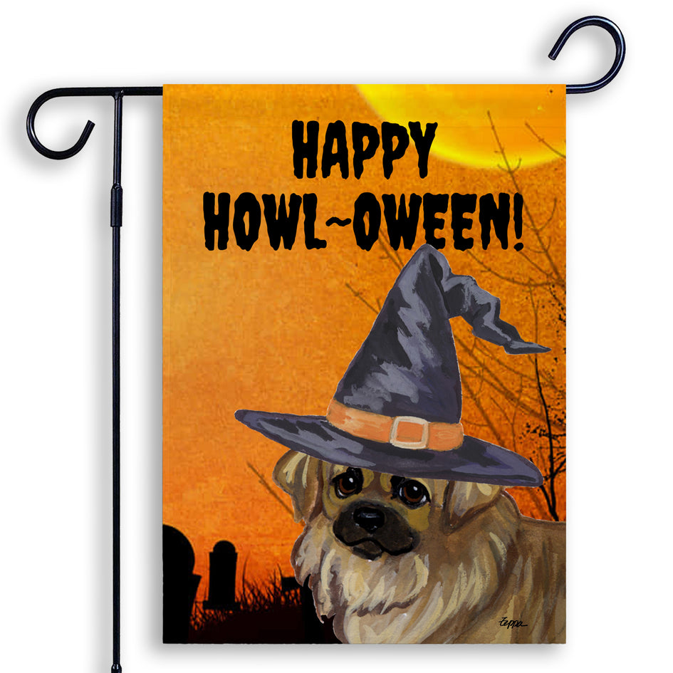 Tibetan Spaniel HAPPY HOWL-OWEEN Garden Flag