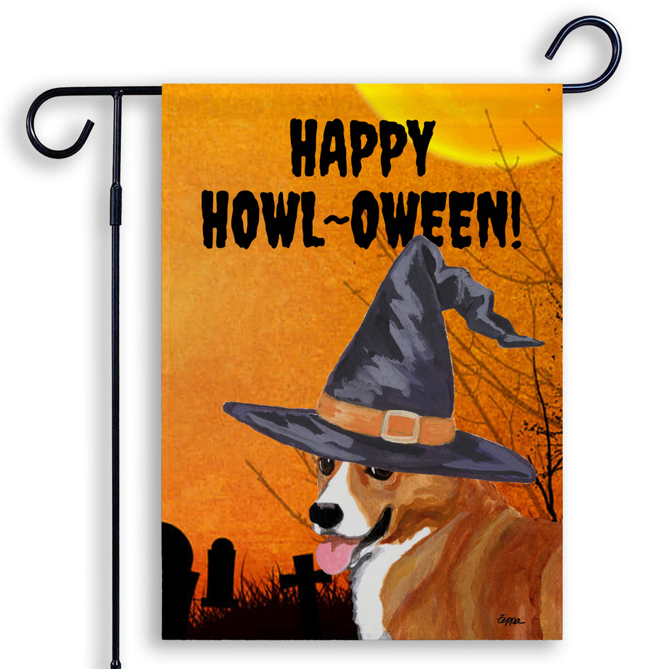 Pembroke Welsh Corgi HAPPY HOWL-OWEEN Garden Flag