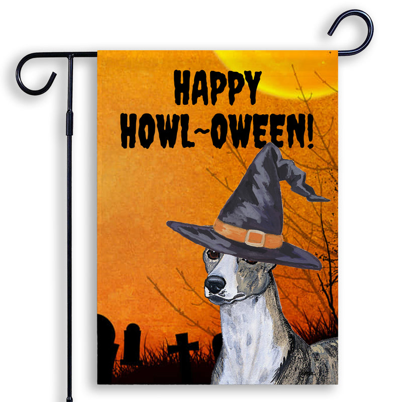 Whippet HAPPY HOWL-OWEEN Garden Flag