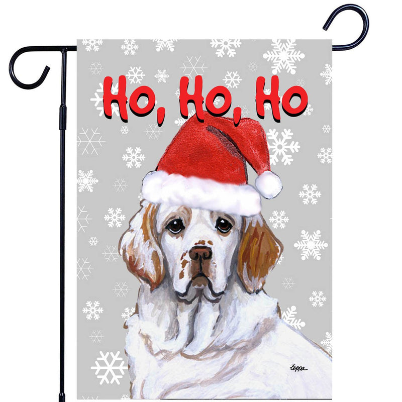 Clumber Spaniel Ho Ho Ho Holidays Garden Flag