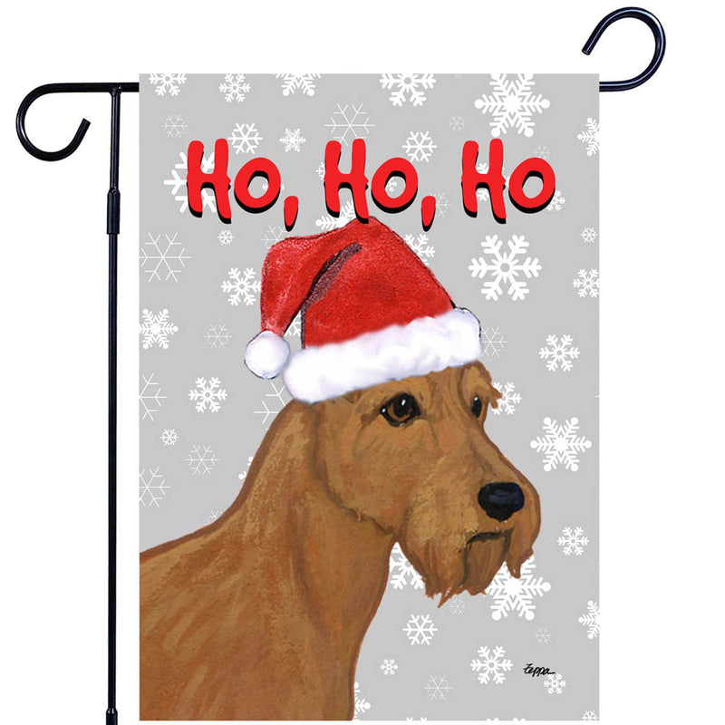 Irish Terrier Ho Ho Ho Holidays Garden Flag