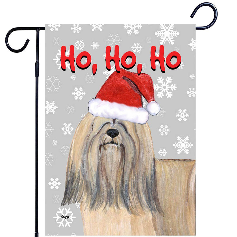 Lhasa Apso Ho Ho Ho Holidays Garden Flag