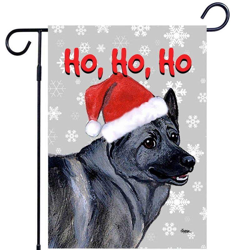 Norwegian Elkhound Ho Ho Ho Holidays Garden Flag