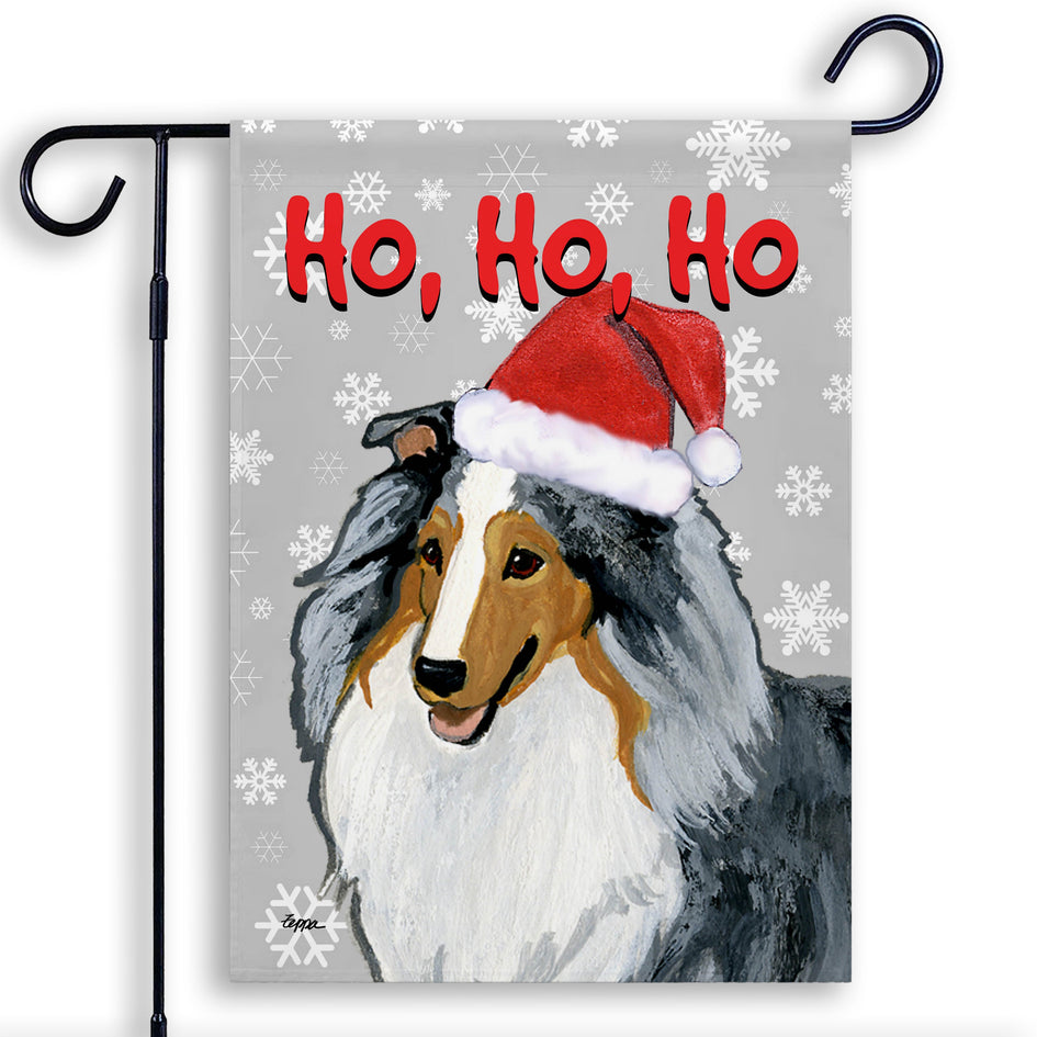 Shetland Sheepdog Ho Ho Ho Holidays Garden Flag