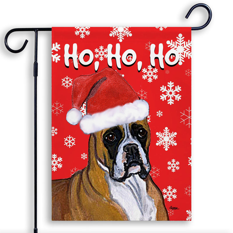 Boxer Ho Ho Ho Holidays Garden Flag