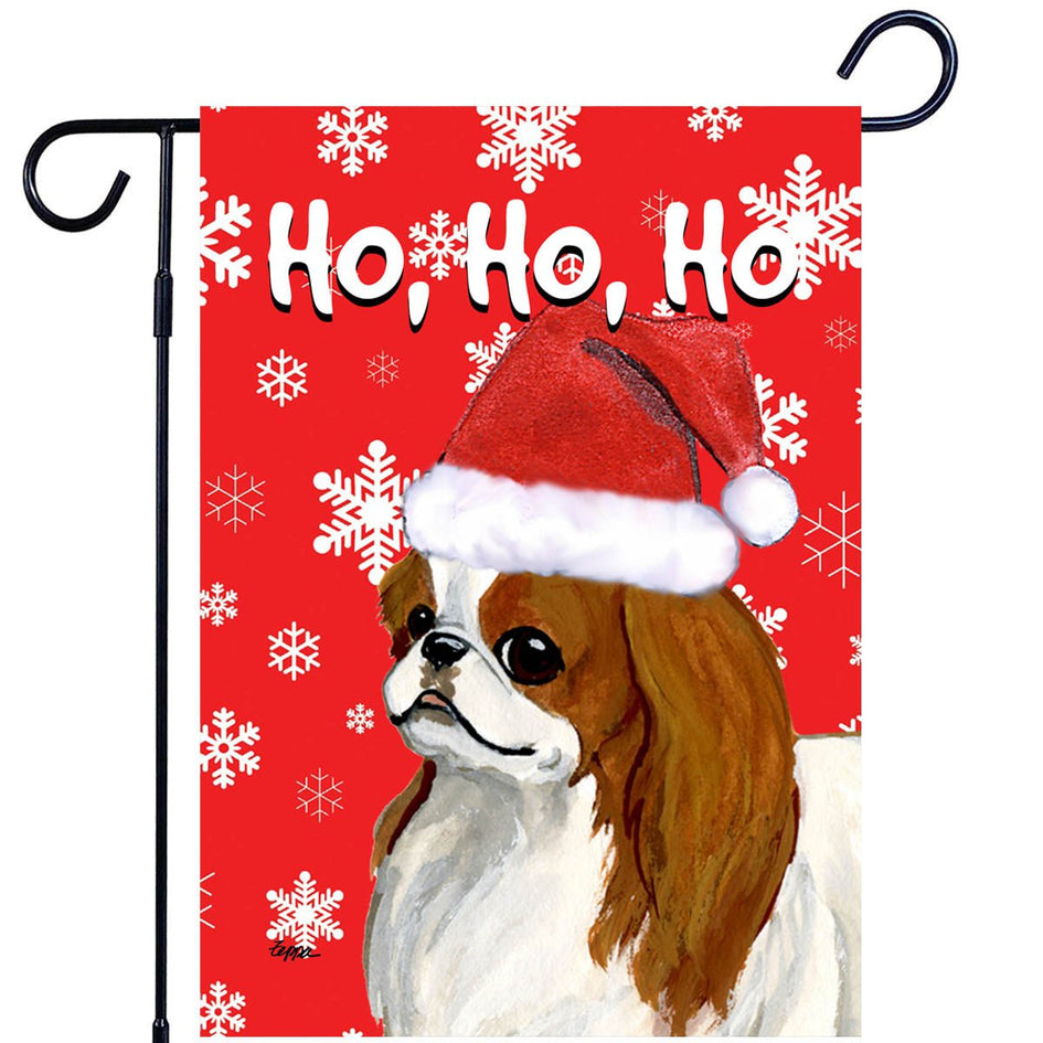 Japanese Chin Ho Ho Ho Holidays Garden Flag