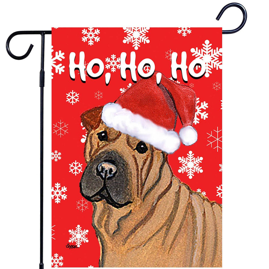 Chinese Shar-Pei Ho Ho Ho Holidays Garden Flag