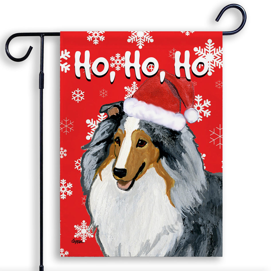 Shetland Sheepdog Ho Ho Ho Holidays Garden Flag