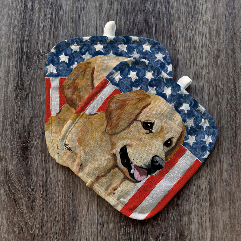 Golden Retriever  Americana Pot Holder Set