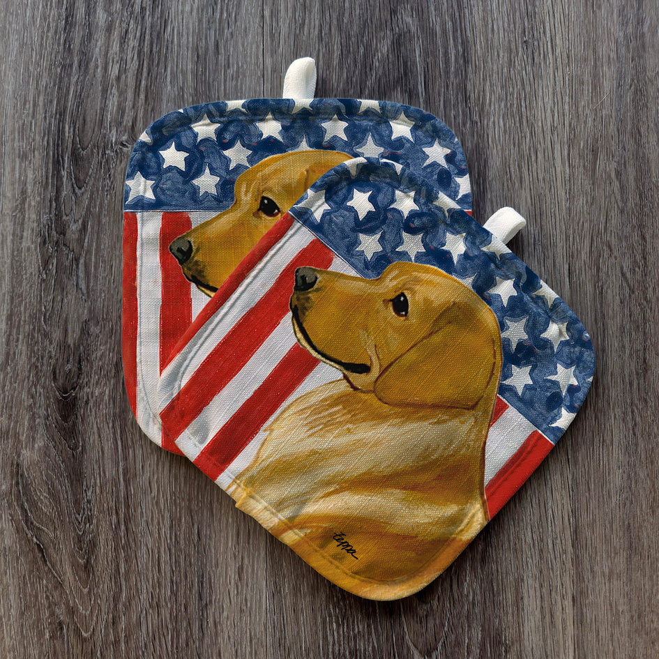 Golden Retriever  Americana Pot Holder Set