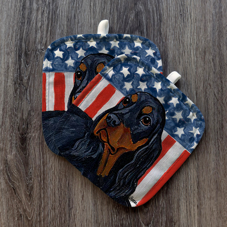 Gordon Setter  Americana Pot Holder Set
