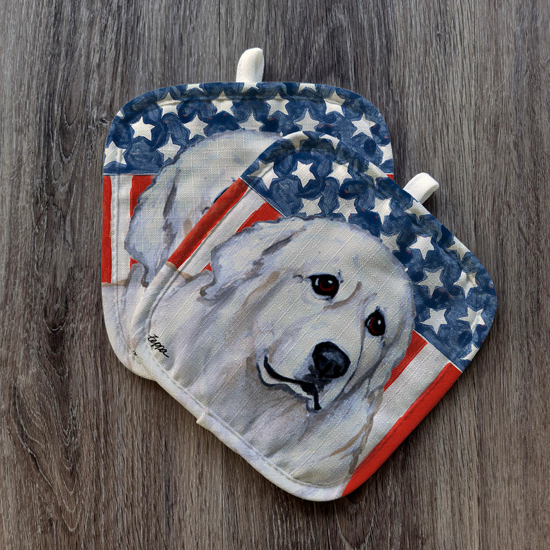 Great Pyrenees  Americana Pot Holder Set