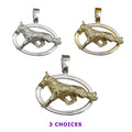 German Shepherd Dog Custom Enamel in Sterling Silver Double Oval Pendant