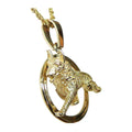 German Shepherd Dog in 14K Gold Double Oval Pendant