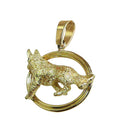 German Shepherd Dog in 14K Gold Double Oval Pendant